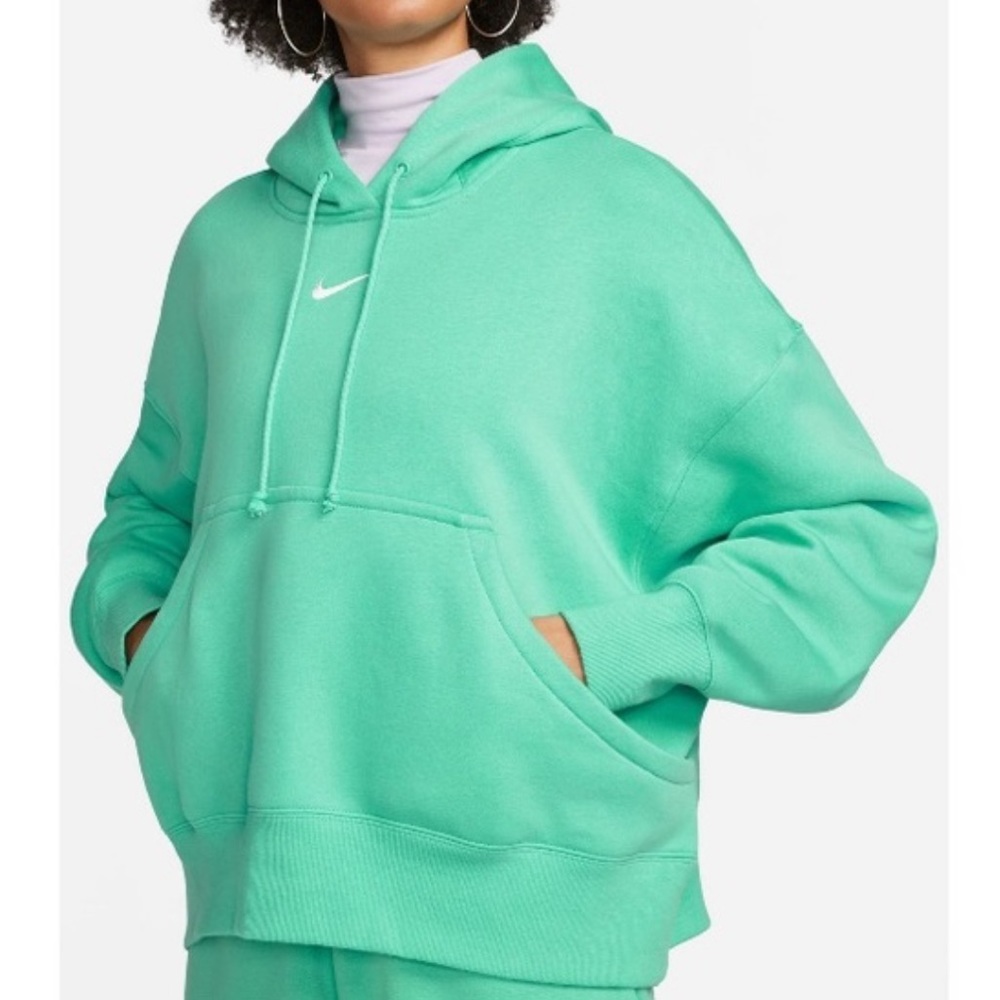 Nike Phoenix Fleece Hoodie Oversized Light Menta Aqua Women’s Large